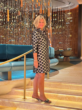 LULU-B BLACK AND SILVER RUFFLE DRESS LULU-B