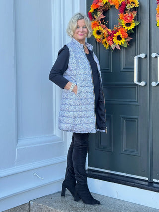SAFARI BLACK AND BEIGE PUFFER VEST LULU-B