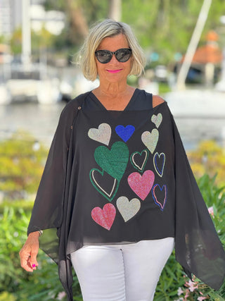 SWAROVSKI CRYSTAL BLACK HEART TOP KOKOMO