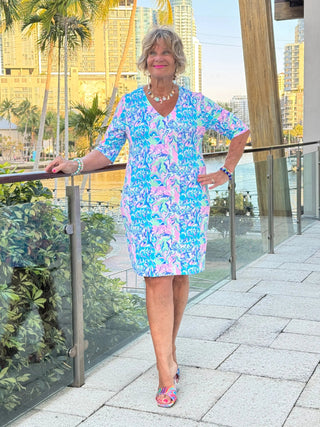 SPLASH OF PINK  ELBOW DRESS LULU-B