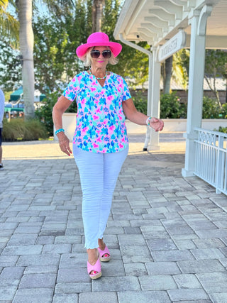 PINK PETALS SHORT SLEEVE TOP LULU-B