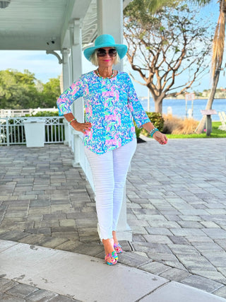 SPLASH OFF PINK ASYMMETRICAL TOP LULU-B