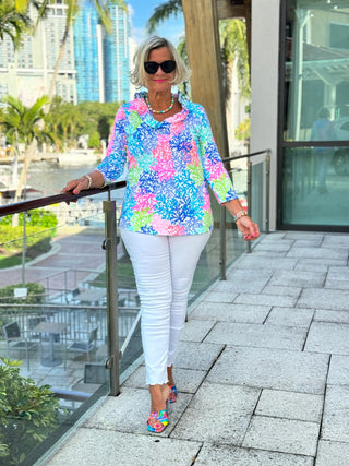 SALINA REEF RUFFLE SLEEVE TOP LULU-B