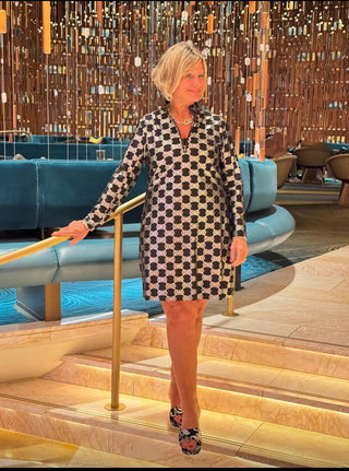 LULU-B BLACK AND SILVER HALF ZIPPER DRESS LULU-B