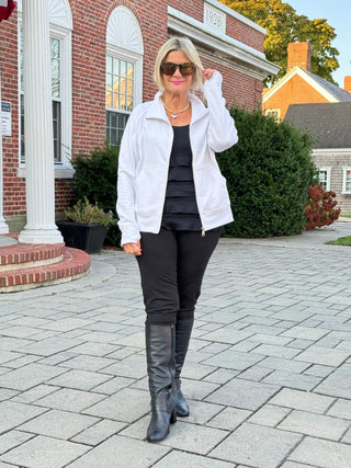 WHITE FULL ZIPPER JACKET LULU-B