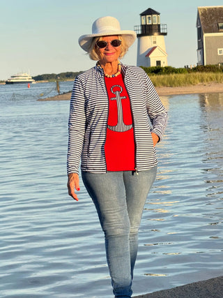 NAUTICAL NAVY STRIPE JACKET LULU-B