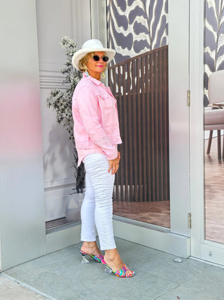 KEY WEST CLEAR PINK LINEN JACKET LULU-B