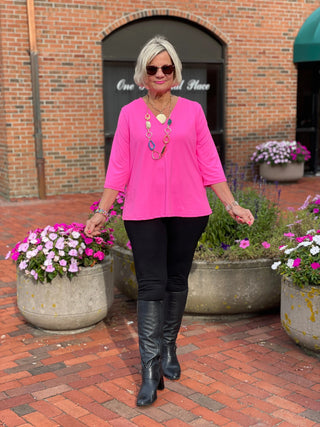LULU-B HOT PINK TAILORED SLEEVE TOP LULU-B