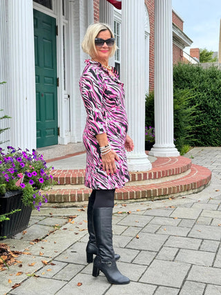 LULU-B SIZZLE PINK RUFFLE SLEEVE DRESS LULU-B