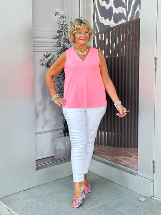 TAILORED V NECK CORAL TOP LULU-B
