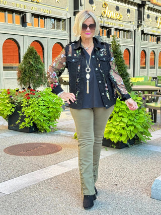 Ethyl The Long  Olive Lean Flair Jean - Elevated ETHYL JEANS