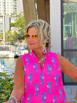 LULU B SEAHORSE BAY MIDI SLEEVELESS 1/4 ZIP MAXI DRESS LULU-B