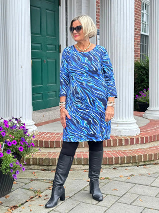 LULU-B SIZZLE BLUE SLEEVE DRESS LULU-B