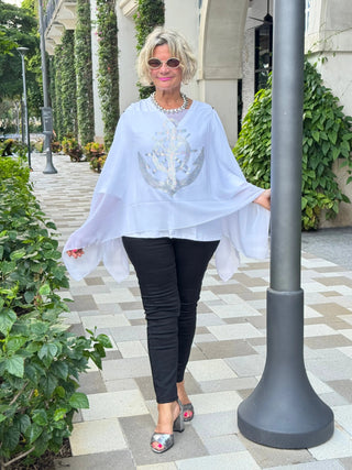 SWAROVSKI CRYSTAL WHITE ANCHOR STATEMENT TOP KOKOMO
