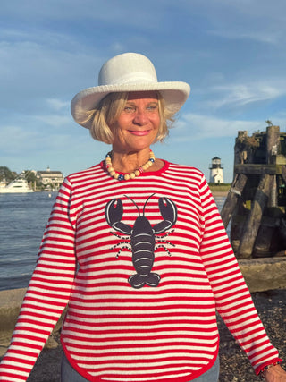 RED STRIPED LOBSTER SWEATER Cathys Place