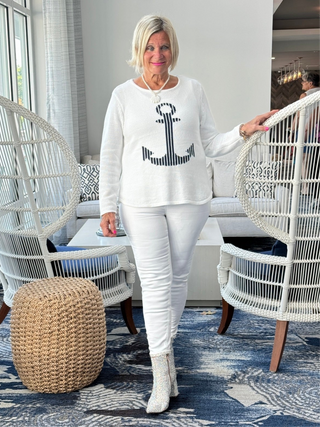 LULU-B WHITE ANCHOR BLING JEANS LULU-B