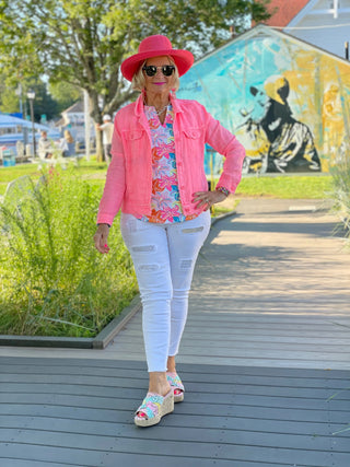 PALM BEACH GARDEN SHORT SLEEVE TOP LULU-B