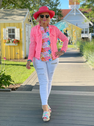 PALM BEACH GARDEN SHORT SLEEVE TOP LULU-B