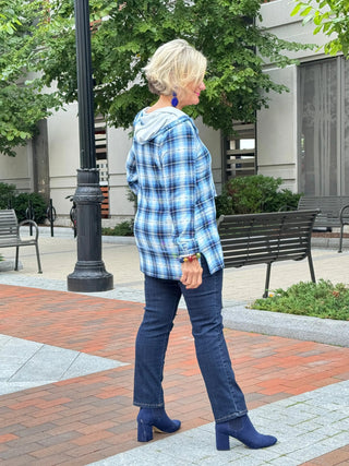 Blue Plaid Fall Day Hoodie Cathys Place