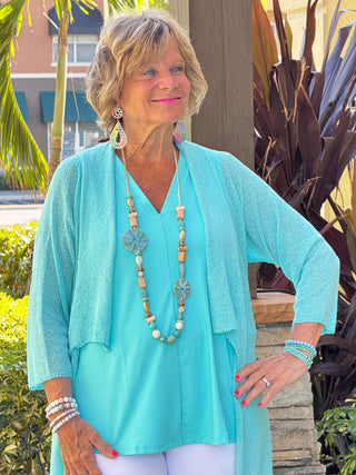 AQUA MESH RUFFLE WRAP LULU-B