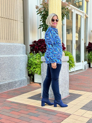 LULU-B SIZZLE BLUE RUFFLE TOP LULU-B