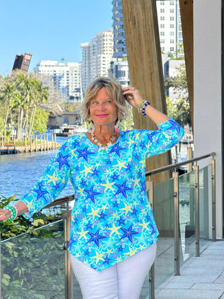 LULU B STARFISH SPLASH ASYMMETRIC TOP LULU-B