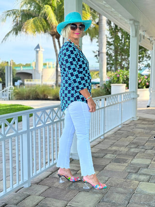 BLUE MEDALLION ASYMMETRICAL TOP LULU-B