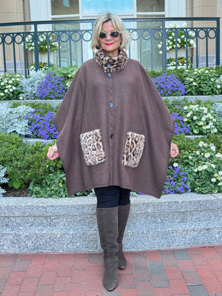 Whisper of the Wild: The Leopard Pocket Winter Cape Cathys Place