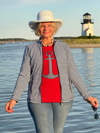 RED  NAVY STRIPED ANCHOR LULU-B