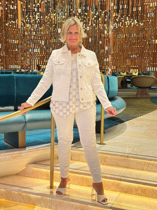 LULU-B GOLD & WHITE ASYMMETRIC TOP LULU-B