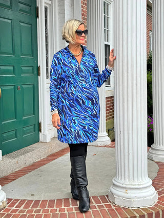 LULU-B SIZZLE BLUE ZIPPER DRESS LULU-B