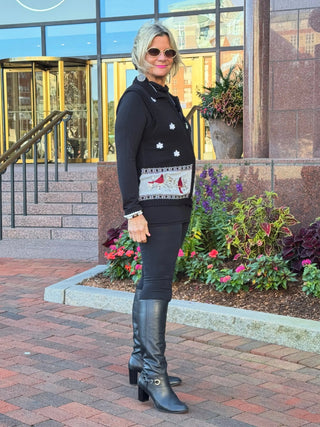 BLACK CABLE FULL ZIPPER CARDNAL SWEATER Cathys Place