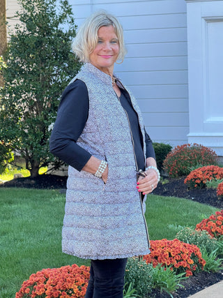 SAFARI BLACK AND BEIGE PUFFER VEST LULU-B