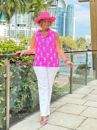 LULU B SEAHORSE BAY SLEEVELESS RUFFLE TOP LULU-B