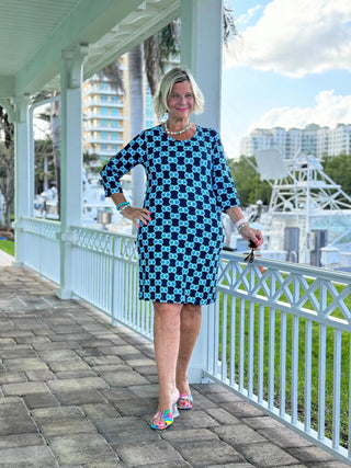 BLUE MEDALLION SLEEVE DRESS LULU-B