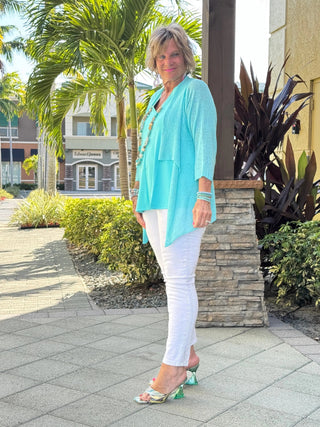 AQUA MESH RUFFLE WRAP LULU-B