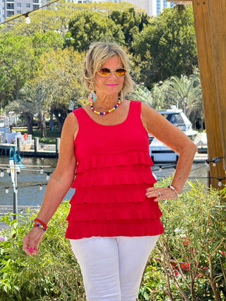 LULU-B CRIMSON RED CHA CHA TANK LULU-B