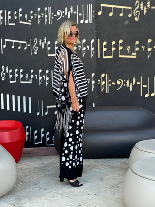 BLACK AND WHITE POKA DOT PALAZZO KOKOMO