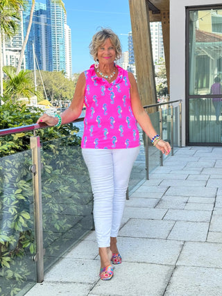 LULU B SEAHORSE BAY SLEEVELESS RUFFLE TOP LULU-B