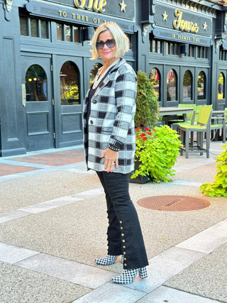 Ethyl Luxe Check Knit Jacket - Trooper ETHYL JEANS