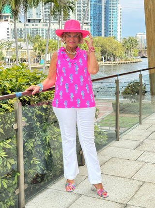 LULU B SEAHORSE BAY SLEEVELESS RUFFLE TOP LULU-B