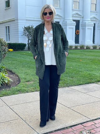 LULU-B OLIVE CHENILLE CARDIGAN LULU-B