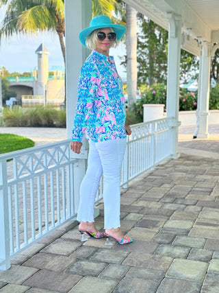 SPLASH OF PINK  HALF ZIPPER LULU-B