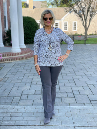 ELEGANT EXPRESSIONS V NECK TOP LULU-B