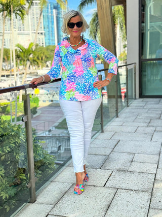 SALINA REEF RUFFLE SLEEVE TOP LULU-B