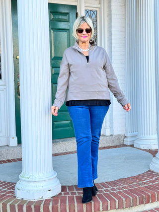 TAUPE HALF ZIPPER LULU-B