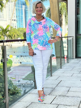 SALINA REEF RUFFLE SLEEVE TOP LULU-B