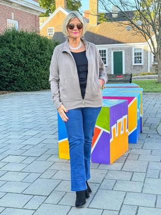 TAUPE FULL ZIPPER JACKET LULU-B