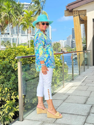 TROPIC GREEN ASYMMETRIC TOP LULU-B