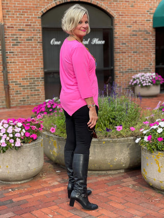 LULU-B HOT PINK ASYMMETRIC TOP LULU-B